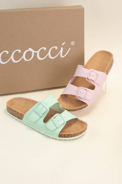 Audrina Buckle Sandals in Mint