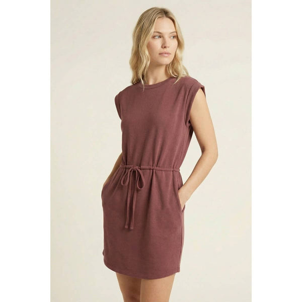 Marsala Drawstring French Terry Dress