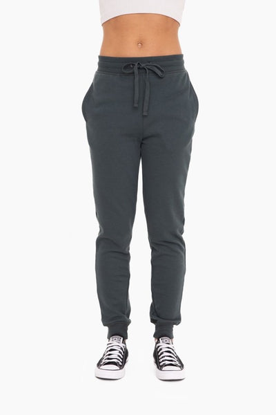 Jungle Green French Terry Cuffed Skinny Joggers