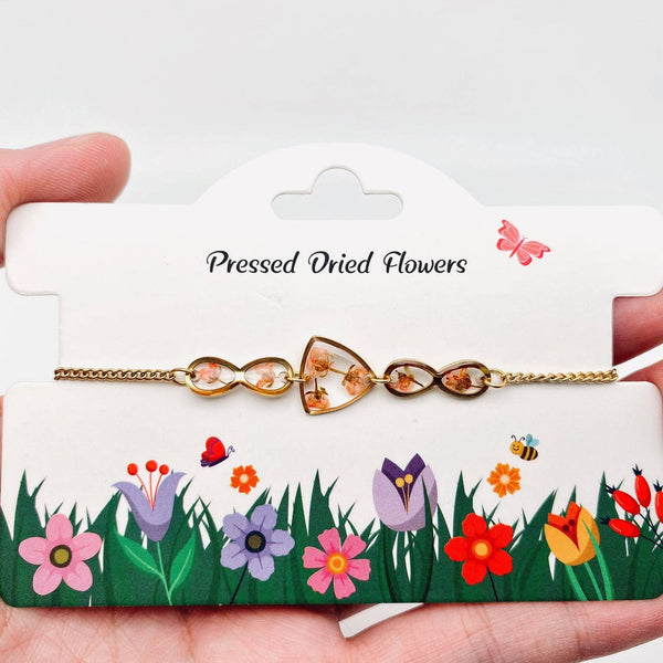Dried Flowers Geometric Charm Bracelet