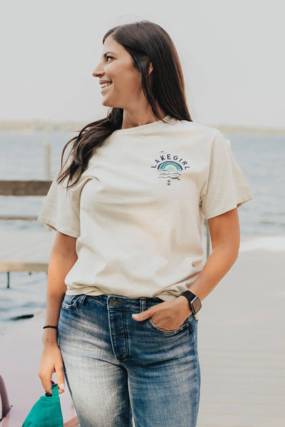 LakeGirl Sun Rise Short Sleeve Tee in Cream
