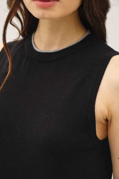 Black Layered Look Sweater Tank