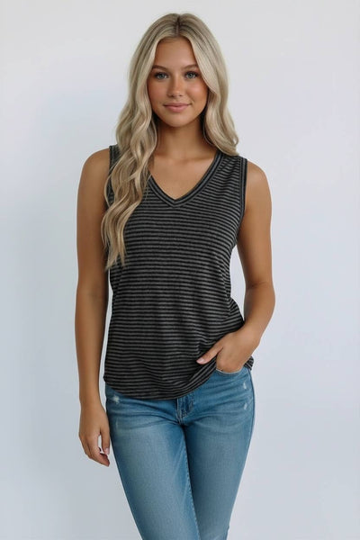 Charcoal & Black Stripe Everyday Tank Top