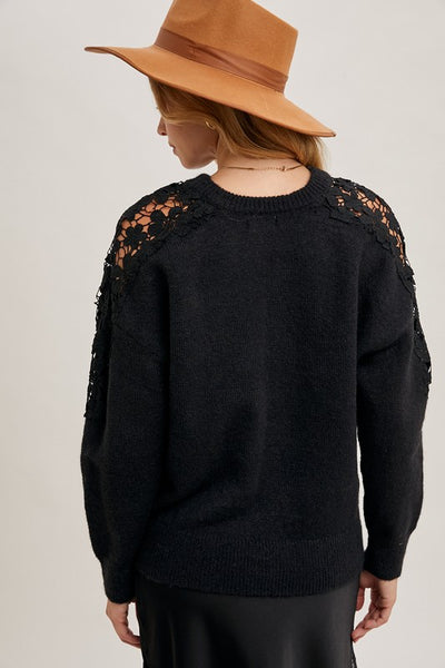 Black Floral Lace Sweater