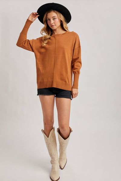 Camel Front Seam Sweater