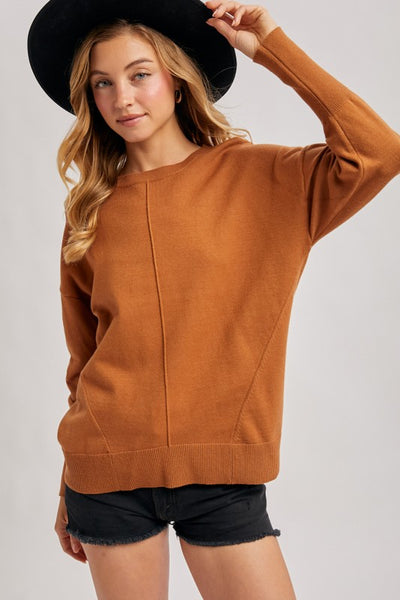 Camel Front Seam Sweater