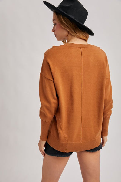 Camel Front Seam Sweater