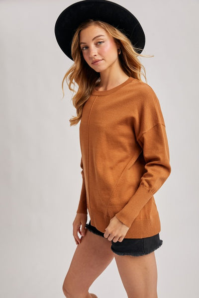 Camel Front Seam Sweater