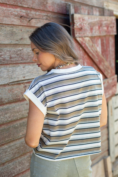 Multicolor Striped Cap Sleeve Top
