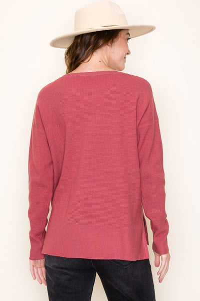 Dark Rose Center Seam Sweater