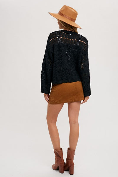 Black Knit Boho Sweater