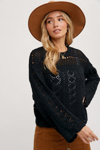 Black Knit Boho Sweater