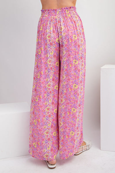 Pink Floral Wide Leg Pants