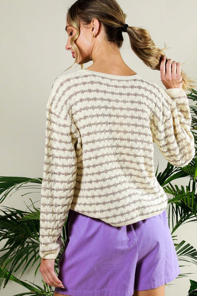 Cream & Gold Stripe Sweater