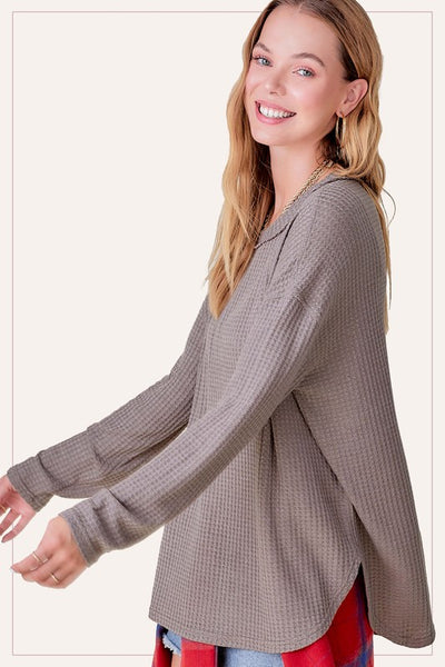 Mocha Oversized Waffle Knit Top