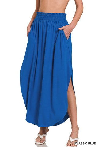 Maxi Skirt With Pockets in Classic Blue