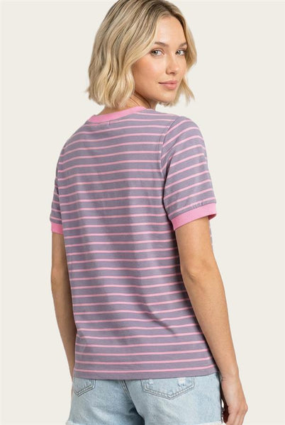 Lavender Striped Short Sleeve Top