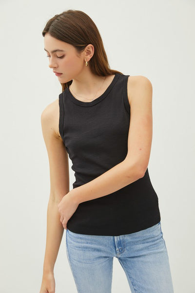 Black Crew Neck Tank Top