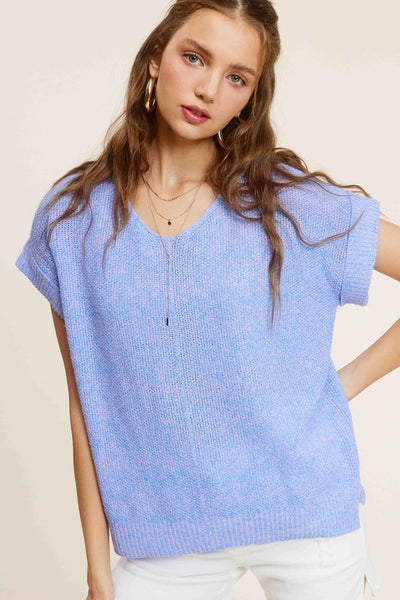 Periwinkle Lightweight Short Sleeve Sweater