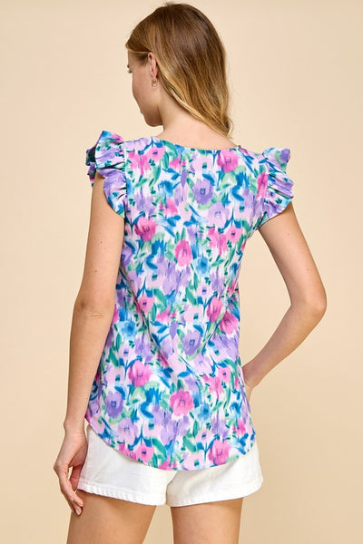 Orchid Floral Ruffle Blouse