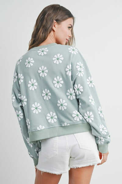 Sage Daisy Crewneck Sweater