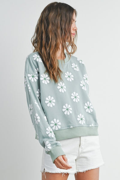 Sage Daisy Crewneck Sweater