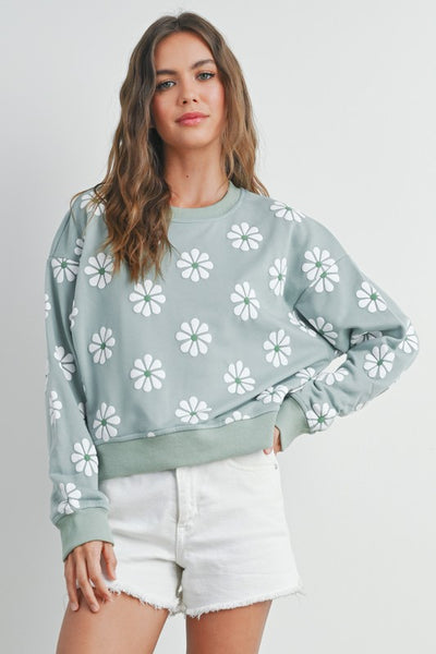 Sage Daisy Crewneck Sweater