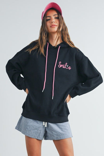Black & Hot Pink Smile Hoodie