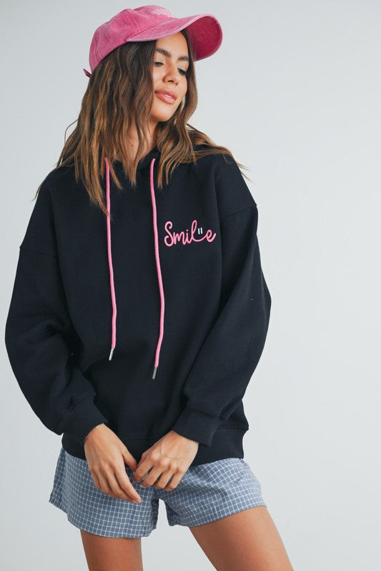 Black & Hot Pink Smile Hoodie