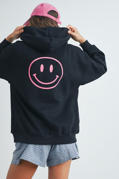 Black & Hot Pink Smile Hoodie