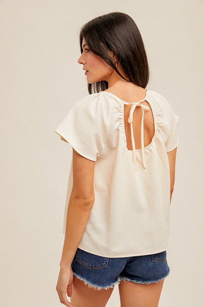 Ecru Open Back Flutter Blouse