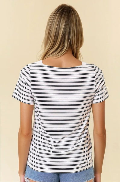 Black & White Stripe Boatneck Top