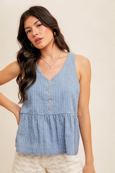 Chambray Peplum Top