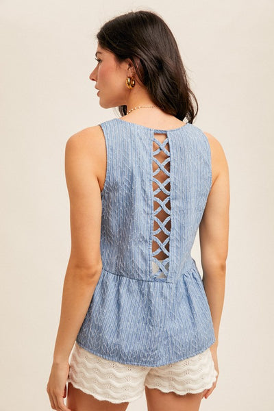 Chambray Peplum Top