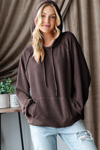 Espresso Ribbed Hooded Top (S-3XL)