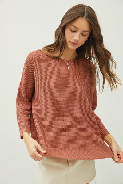 Marsala 3/4 Sleeve Sweater