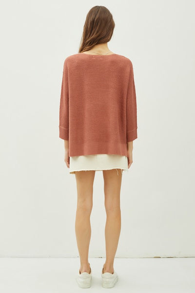 Marsala 3/4 Sleeve Sweater