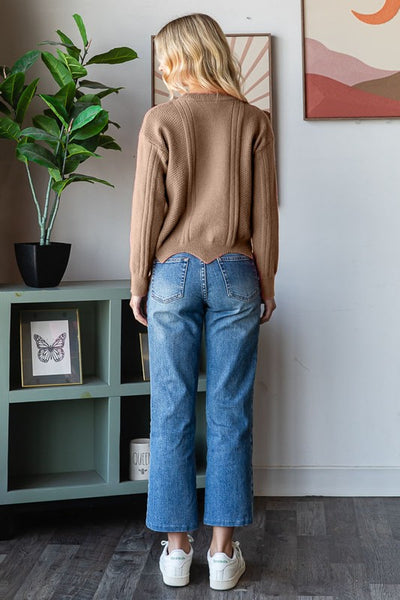 Mocha Cable Knit Sweater