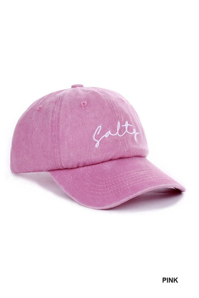 Salty Embroidered Baseball Cap in Pink