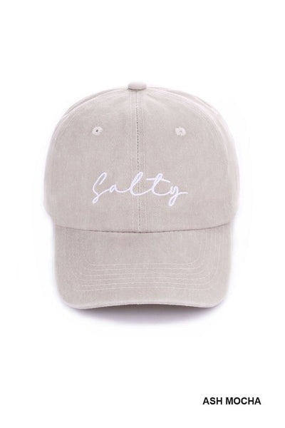 Salty Embroidered Baseball Cap in Ash Mocha