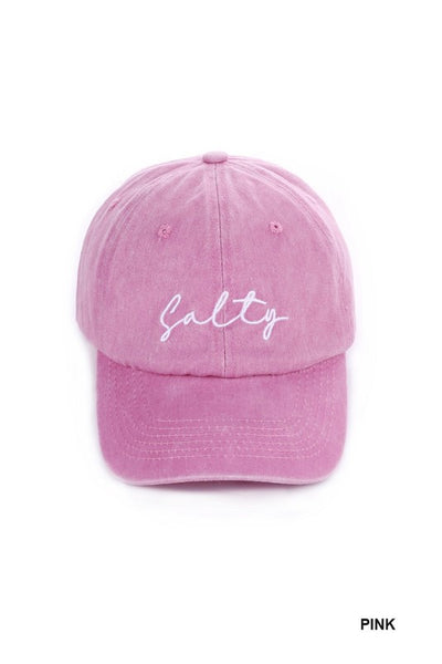Salty Embroidered Baseball Cap in Pink