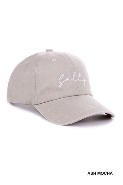 Salty Embroidered Baseball Cap in Ash Mocha