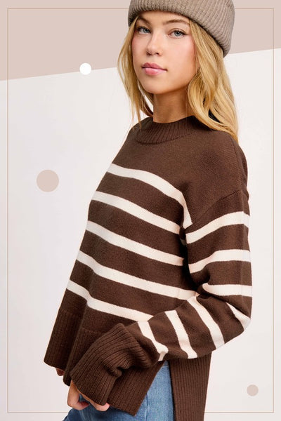 Espresso & Cream Striped Sweater