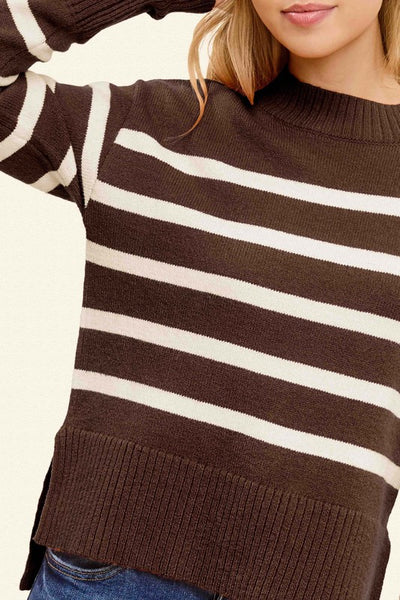 Espresso & Cream Striped Sweater