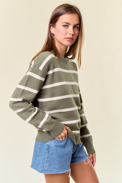 Olive Striped Sweater