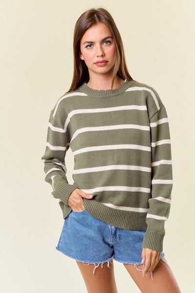 Olive Striped Sweater