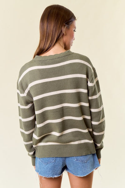 Olive Striped Sweater