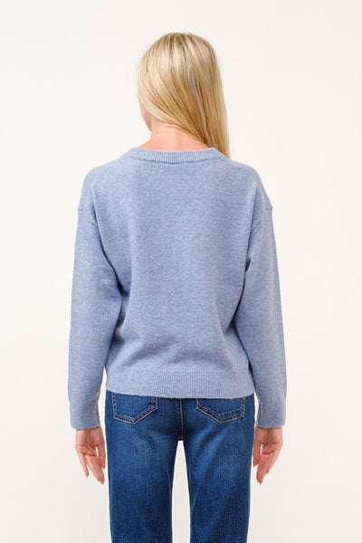 Baby Blue V-Neck Pullover Sweater