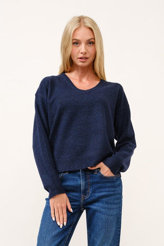 Navy V-Neck Pullover Sweater