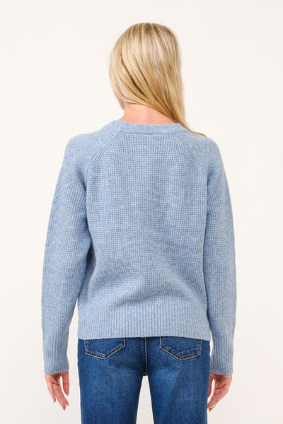 Baby Blue Ribbed Crewneck Sweater